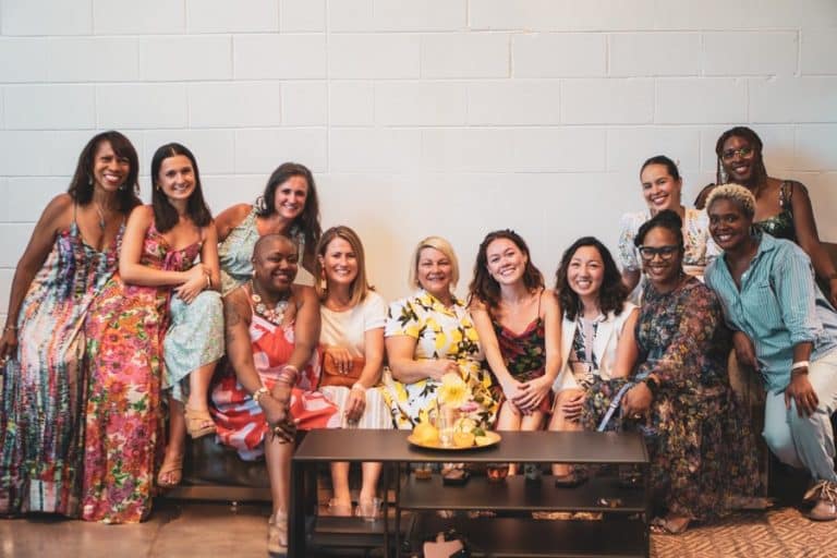 Women Founders, multi-cultural, sitting on a couch at The LOLA who need your support!